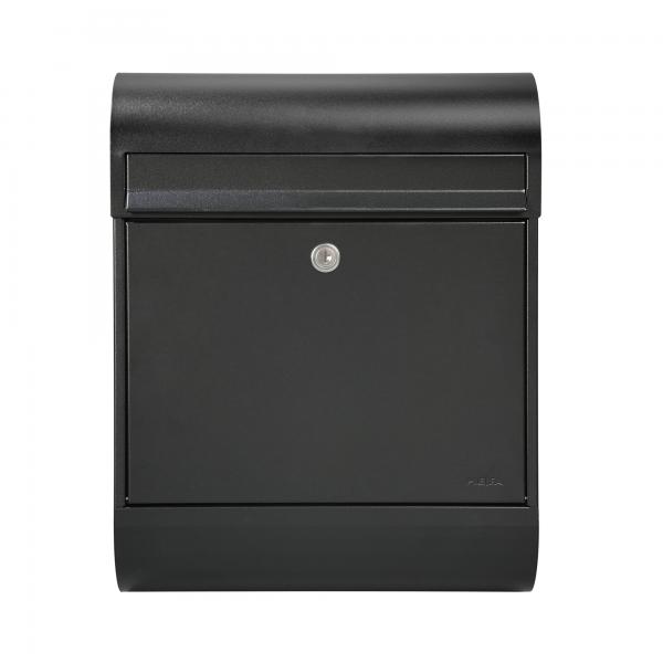 Mefa Briefkasten Ruby 866 Tiefschwarz RAL 9005 mit integrierter Zeitungsrolle